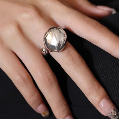 925 Sterling Silver Geometric Adjustable Ring for Women