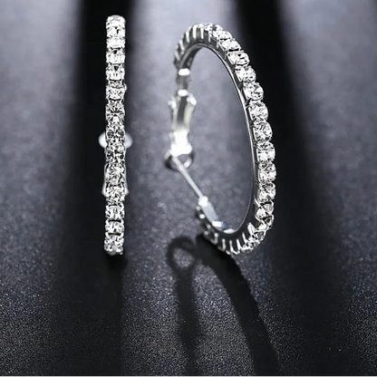 925 Sterling Silver Austrian Crystal Hoop Earrings for Women