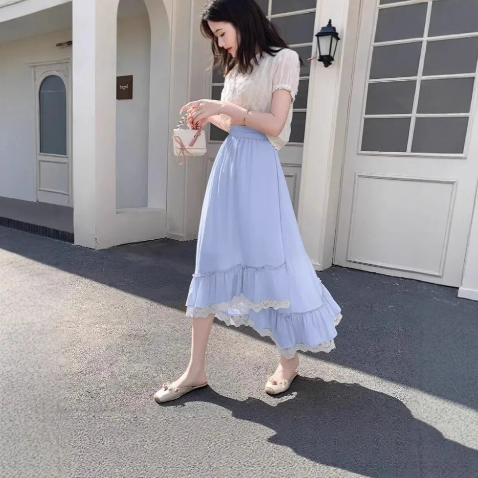 Ankle-length Skirts Women College Style