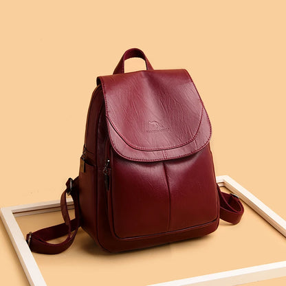 Vintage High-Quality Leather Backpack for Women