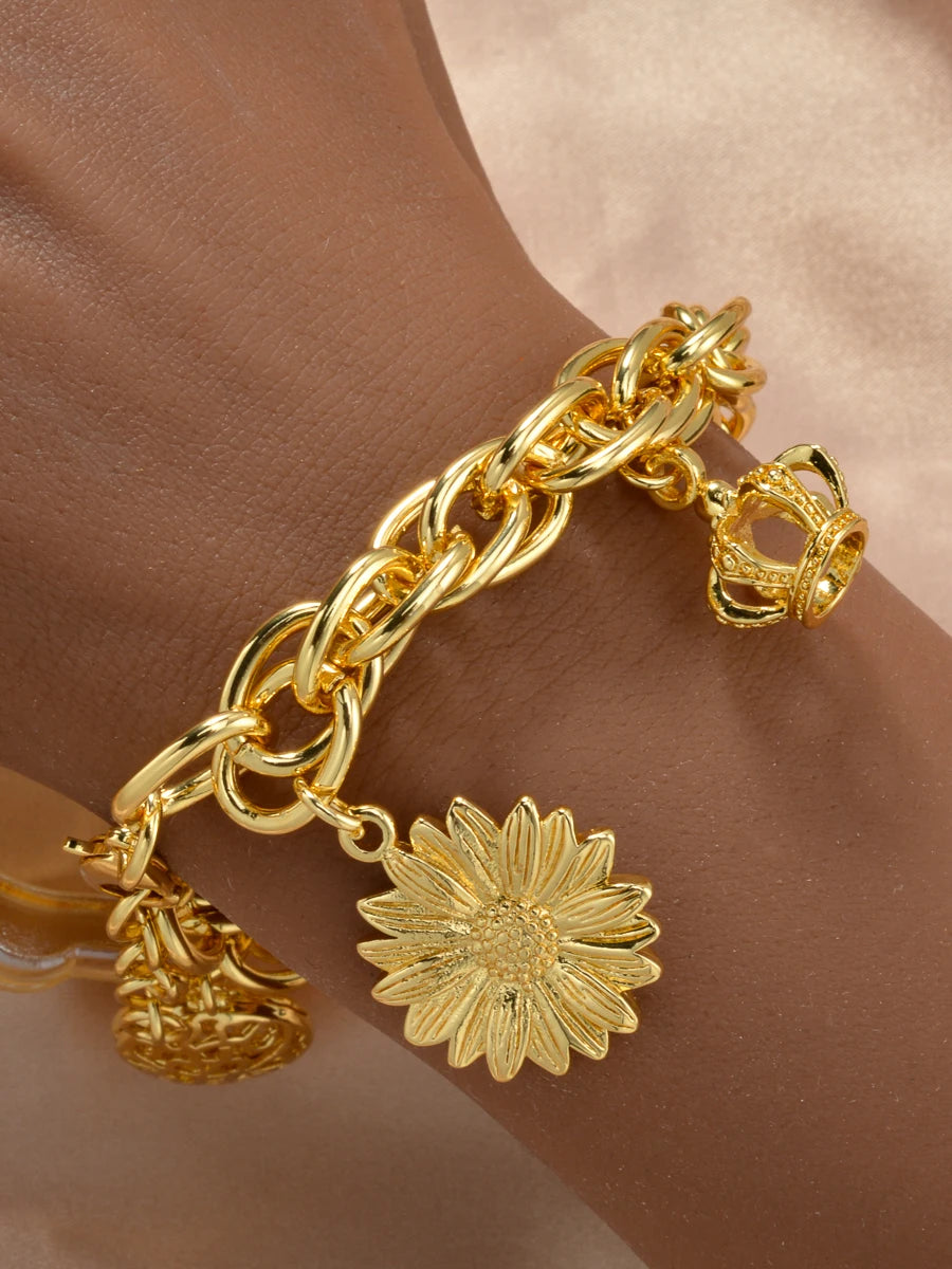 Gold Crown Charm Bracelet