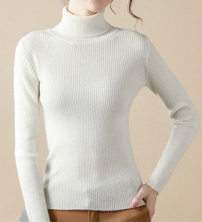 Turtleneck Knitted Cashmere Sweater for Women