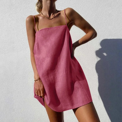 Y2K Spaghetti Strap Linen Sundress