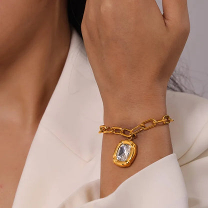 Gold Plated Glass Stone Jewelry Set for Women