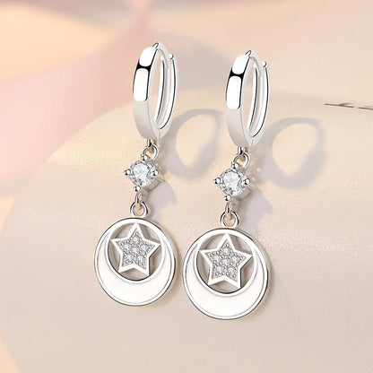 925 Sterling Silver Original Charm Double Hoop Earrings