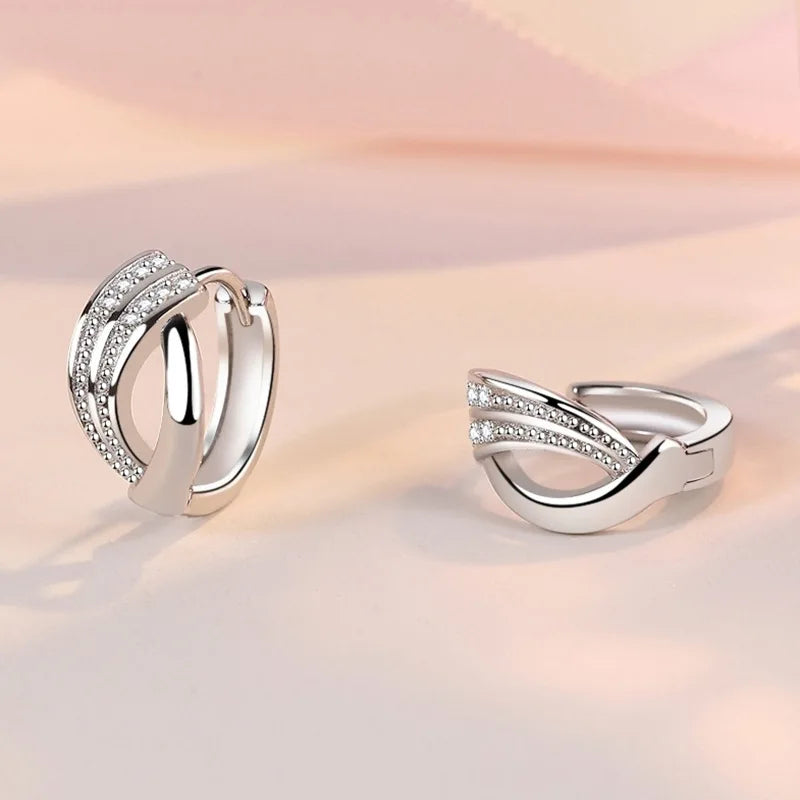 925 Sterling Silver Original Charm Double Hoop Earrings