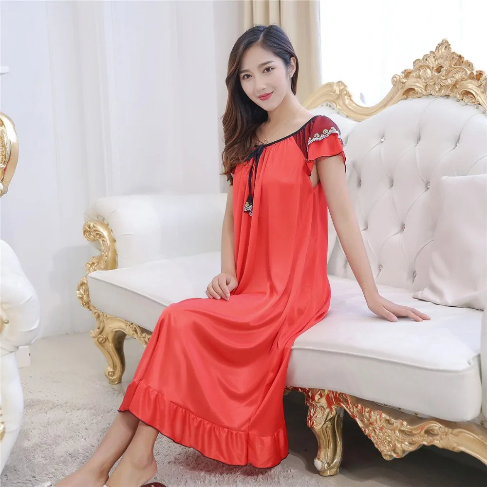 Silk Satin Long Nightgown for Women