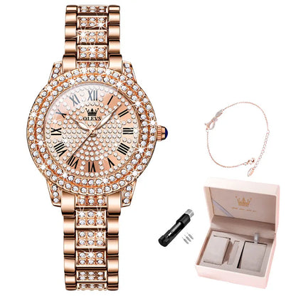 Diamond Quartz Watch for Women Set Gift