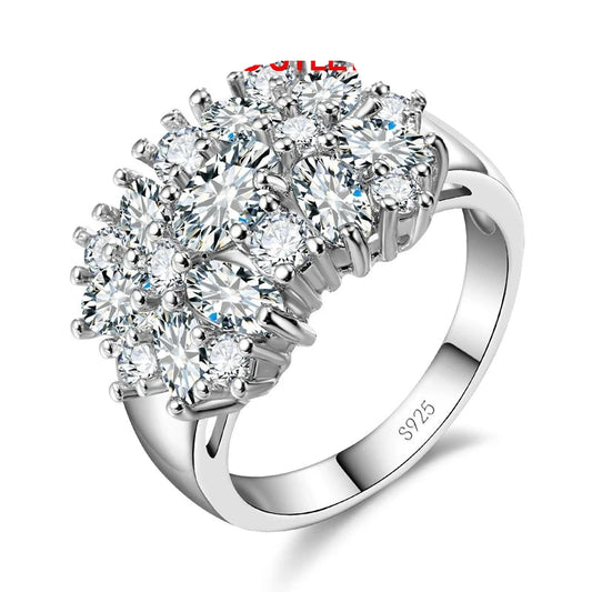 Trendy 925 Silver Cubic Zirconia Prong Engagement Ring