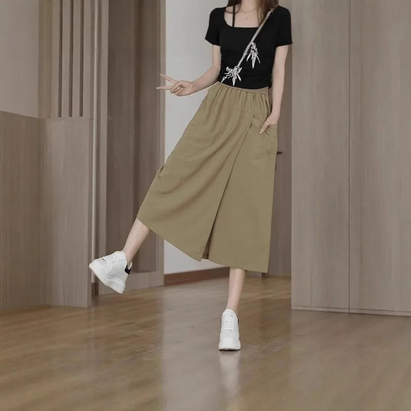 High Waist 7-Point Wide Leg Pants for Women