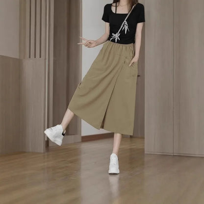 High Waist 7-Point Wide Leg Pants for Women