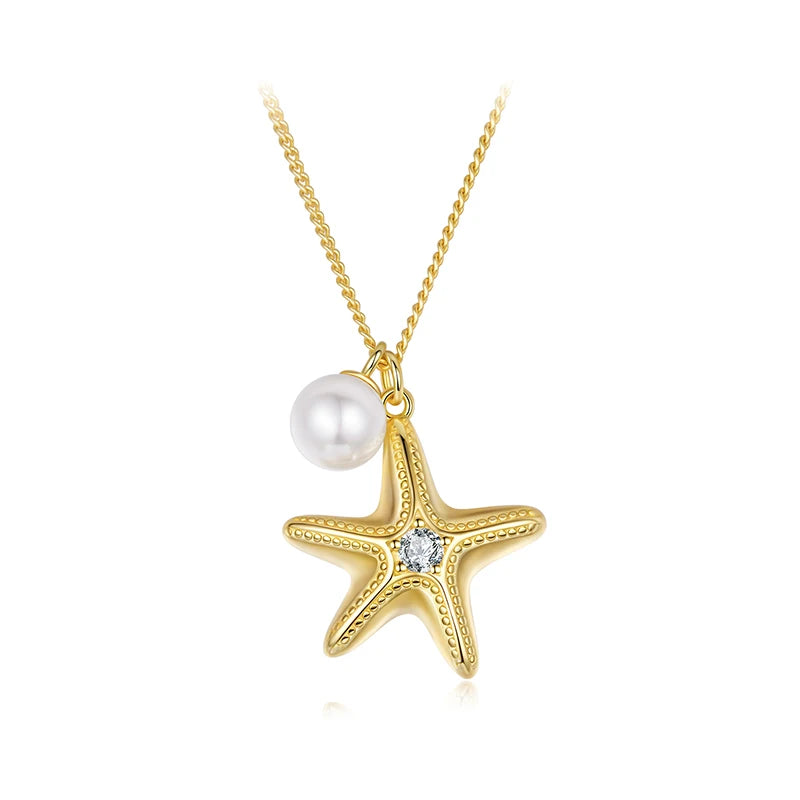 Starfish Round Pearl Beads Necklaces