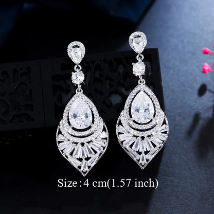 Water Drop CZ Silver Earrings