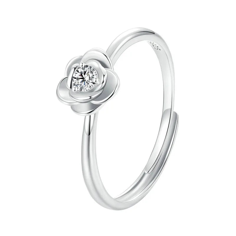 JEW021R   Flower Moissanite Engagement Rings for Women, 925 Sterling Silver - Klixstore
