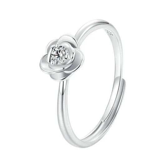 JEW021R   Flower Moissanite Engagement Rings for Women, 925 Sterling Silver - Klixstore