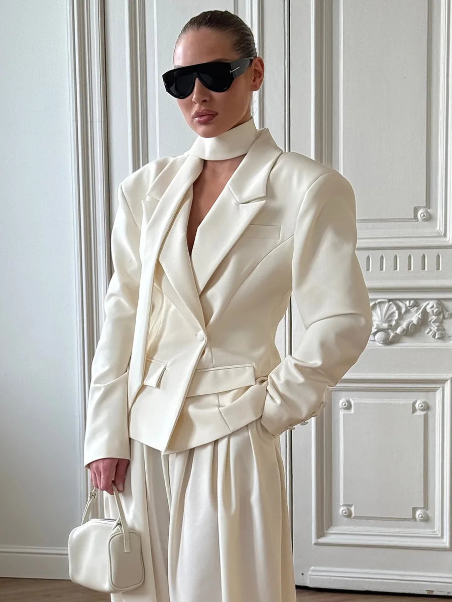 CLO056DJWomen's Fashion Single Button Solid Suit Jacket  Autumn Female Clothing Long Sleeve Bandage Blazer - Klixstore