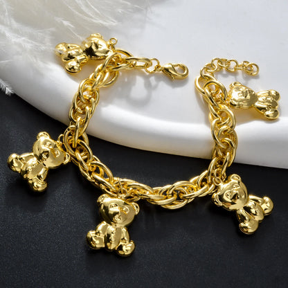 Gold Bear Charm Bracelet