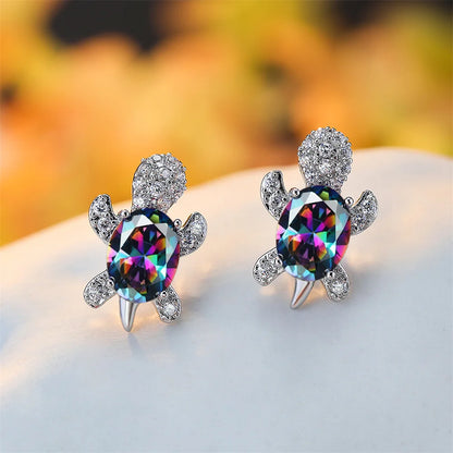 Sea Turtle Zircon Stud Earrings