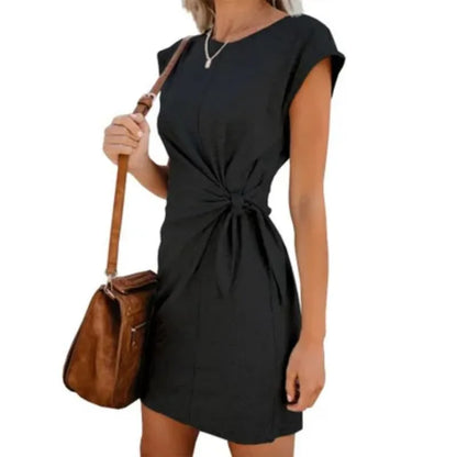 Asymmetrical Lace-Up Waist Summer Dress