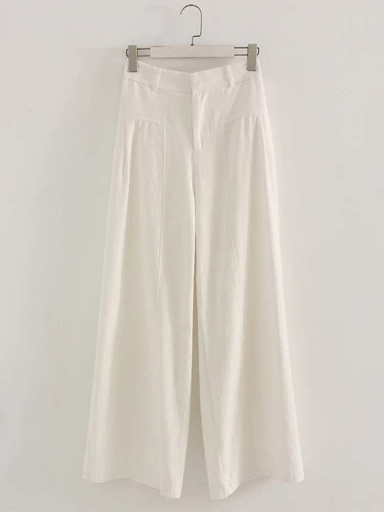 High Waist Wide Leg Linen Pants for Women