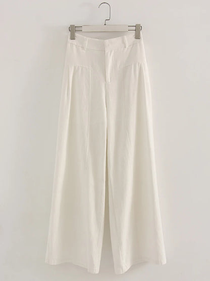 High Waist Wide Leg Linen Pants for Women