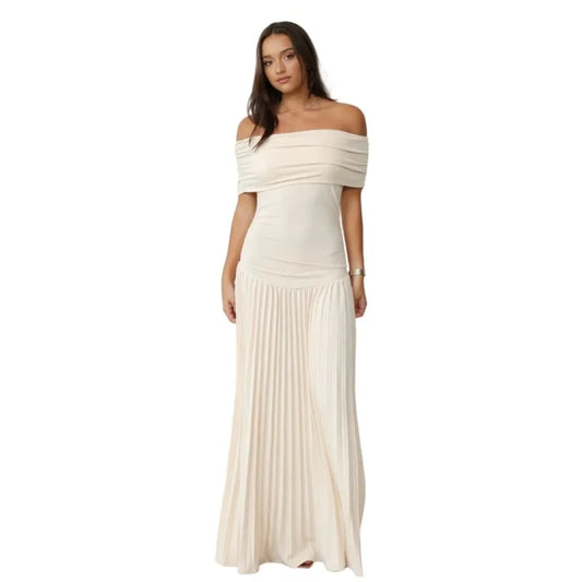 Pleated Diamond Sleeveless High Waist Evening Dress
