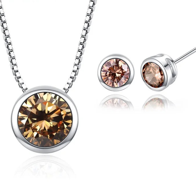 Elegant Pendant & Stud Earrings in 9 Vibrant Colors