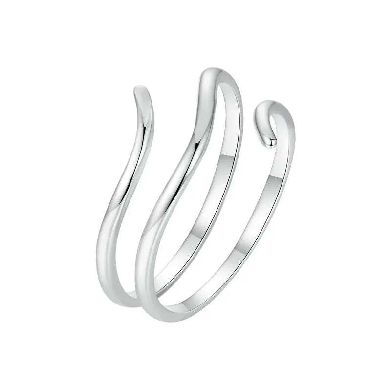 JEW028R    Minimalist Multi-layer Adjustable Ring, 925 Sterling - Klixstore