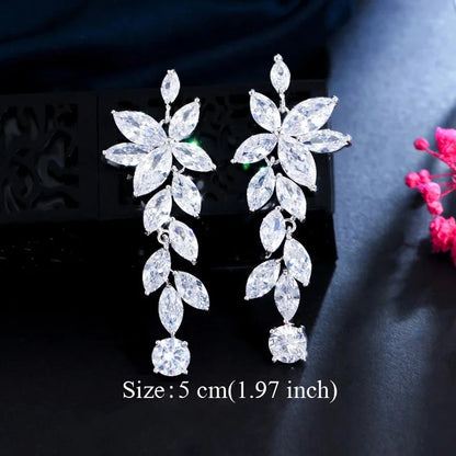 Water Drop CZ Silver Earrings