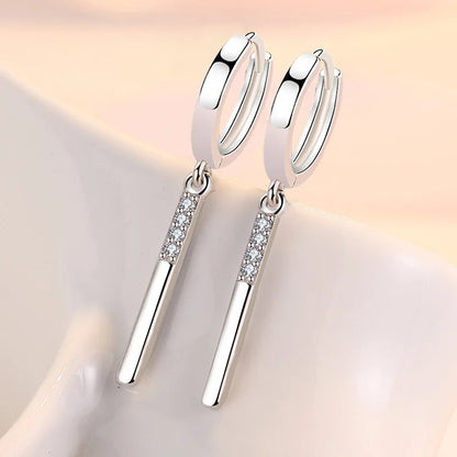 "925 Sterling Silver Crystal Hoop Earrings"
