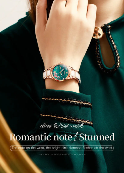 OLEVS Ceramic Musical-Note Women’s Quartz Watch