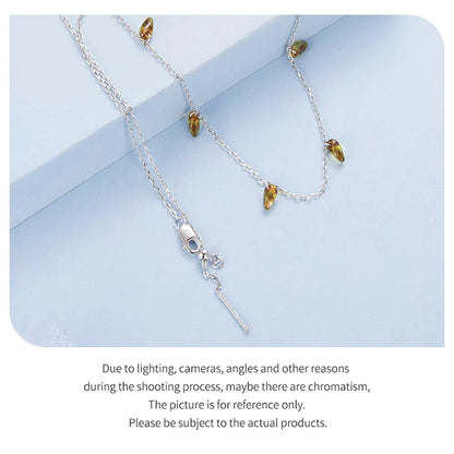 Tassel Amber Color Glass Beads Necklace