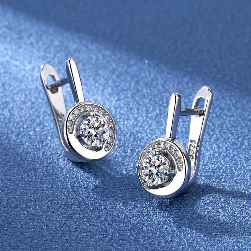 925 Sterling Silver Stud Earrings with Zircon | Fine Jewelry Gift