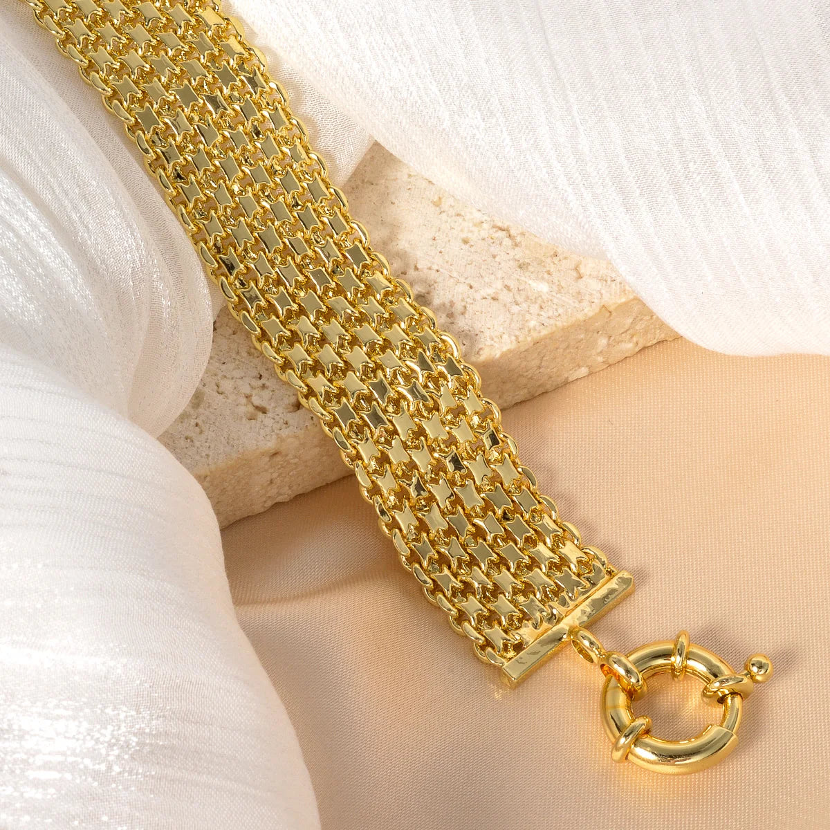 Wide Gold Link Chain Bracelet
