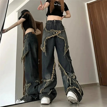 Women's Vintage Star Washed Oversized Straight Jeans