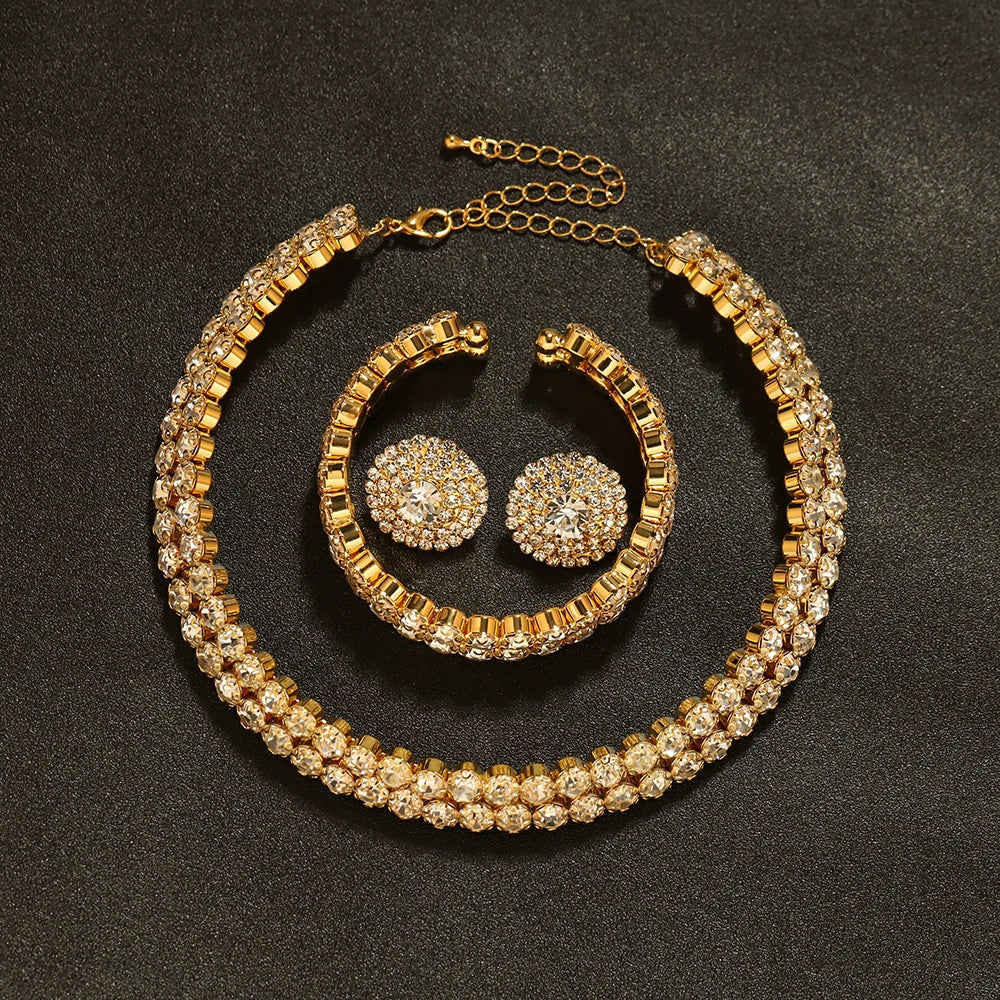 Gold Crystal African Bridal Jewelry Set