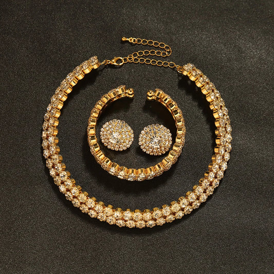 Gold Crystal African Bridal Jewelry Set