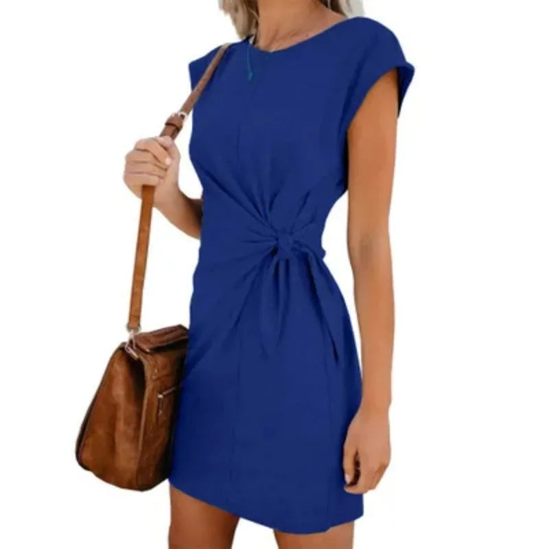 Asymmetrical Lace-Up Waist Summer Dress