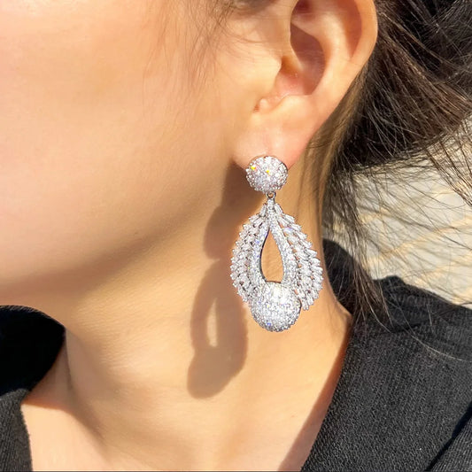 Water Drop Cubic Zircon Dangle Earrings