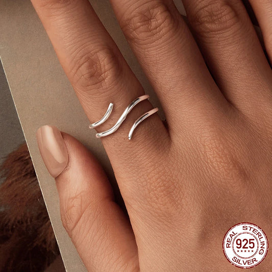 JEW028R    Minimalist Multi-layer Adjustable Ring, 925 Sterling - Klixstore