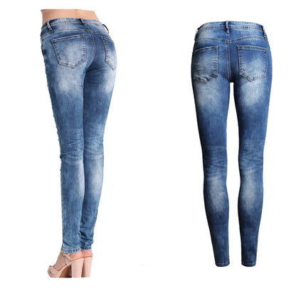 Women's High Waist Ripped Skinny Jeans