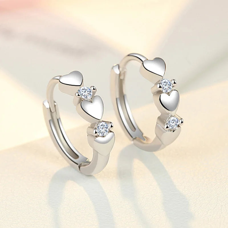"925 Sterling Silver Crystal Hoop Earrings"