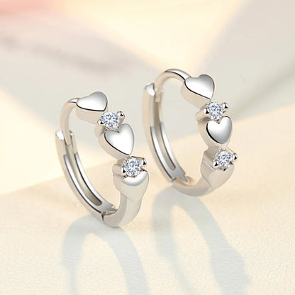 "925 Sterling Silver Crystal Hoop Earrings"