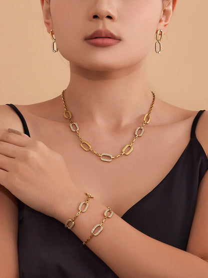 Gold Stainless Steel Jewelry Set for Women