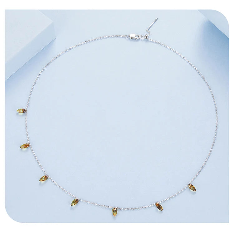 Tassel Amber Color Glass Beads Necklace