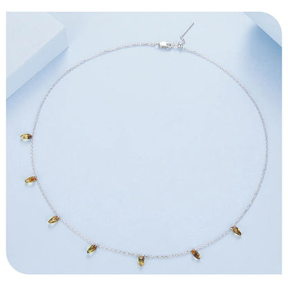 Tassel Amber Color Glass Beads Necklace