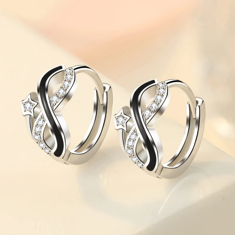 925 Sterling Silver Original Charm Double Hoop Earrings