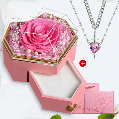Heart & Sword Crystal Necklace Set – Stainless Steel Jewelry Gift Box
