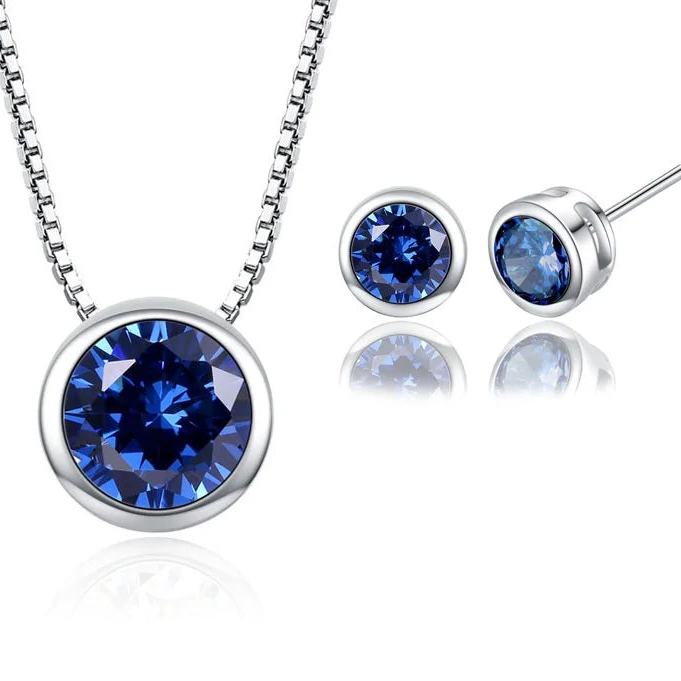 Elegant Pendant & Stud Earrings in 9 Vibrant Colors