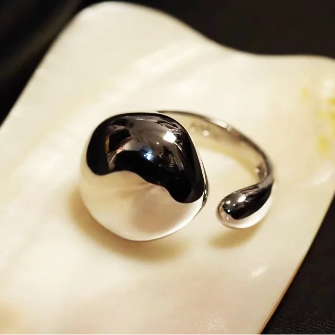 925 Sterling Silver Geometric Adjustable Ring for Women